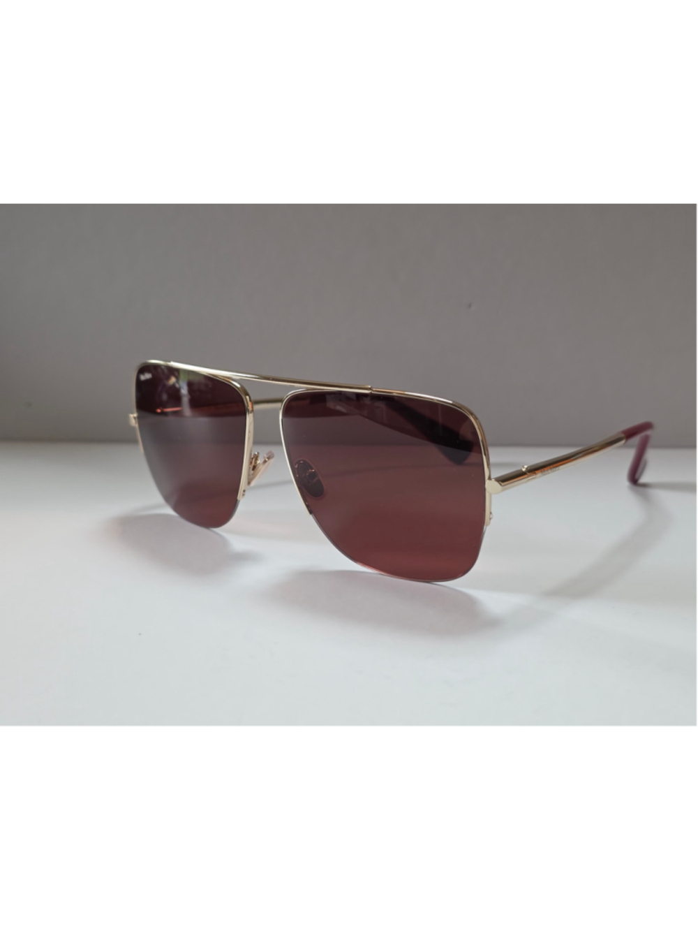 Max Mara MM0121 Gold Bordeaux Aviator Sunglasses Brand New